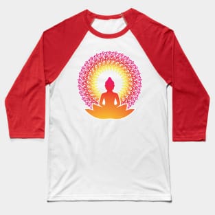 Enlightened Soul Buddha Silhouette - The Peaceful Soul Mandala Print Design GC-092-16 Baseball T-Shirt